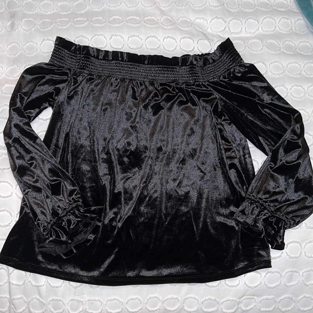 Velour Strapless Sweater